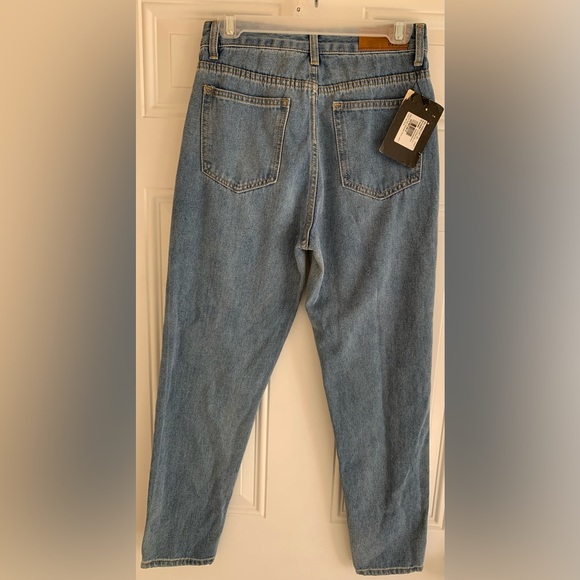 Nasty Gal Denim Debbie Pull On High Waisted Tapered Mom Jeans 26 Light Blue Wash - Picture 4 of 12
